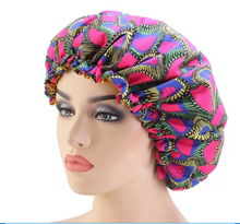 Load image into Gallery viewer, Lola  Reversible Ankara Satin Bonnet
